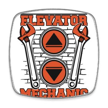 Elevator Mechanic Inspector Technician Elevator - Square fridge magnet - white - Front
