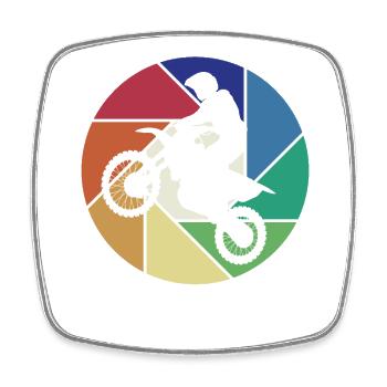 Retro Racing Supermoto Motorcycle Riders Motocross - Square fridge magnet - white - Front