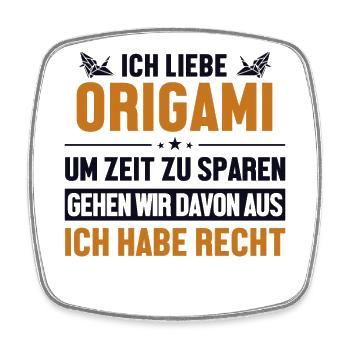 Origami hat immer Recht Owl Paper Crane Folding - Viereckiger Kühlschrankmagnet - Weiß - Vorne