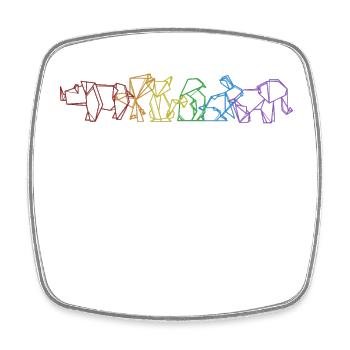 Origami LGBT Regenbogen Papierkranich Falten Eule - Viereckiger Kühlschrankmagnet - Weiß - Vorne