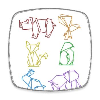 Origami LGBT Regenbogen Eule Papierkranich Falten - Viereckiger Kühlschrankmagnet - Weiß - Vorne
