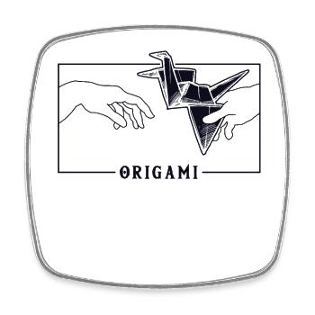 Michelangelo Création d’Adam Hibou pliant en origami - Magnet carré - blanc - Devant
