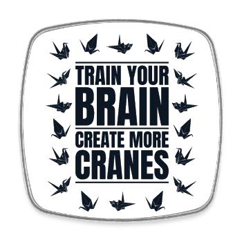 Entraînez votre cerveau Créez plus de grues pliant Owl - Magnet carré - blanc - Devant