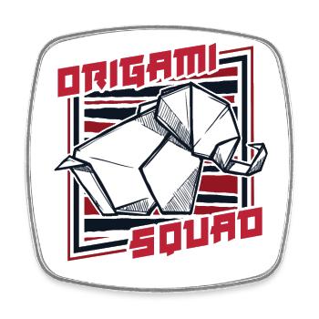 Origami Squad Folding Owl Paper Crane Master - Square fridge magnet - white - Front