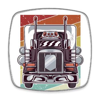 Retro Trucker Truckie Legends Lover Truck Driver - Square fridge magnet - white - Front