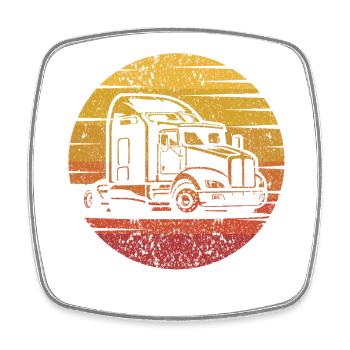Retro Trucker Truckie Legends Lover Truck Driver - Square fridge magnet - white - Front