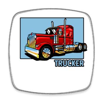 Trucker Doodle Chinese Hanzi Trucker Truckie - Square fridge magnet - white - Front