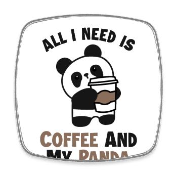 Coffee and my Panda Panda Bear Friend Lover Giant - Square fridge magnet - white - Front