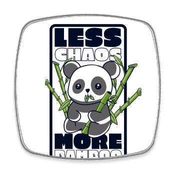 Weniger Chaos Mehr Bambus Panda Bär Freund Liebhaber - Viereckiger Kühlschrankmagnet - Weiß - Vorne