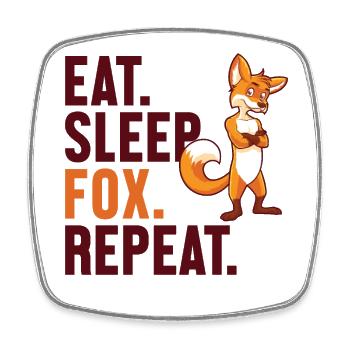 Essen Schlaf Fuchs Repeat Caninae Rotfuchs Canidae Fuchs - Viereckiger Kühlschrankmagnet - Weiß - Vorne