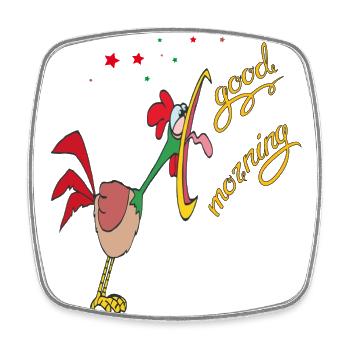 good morning - Square fridge magnet - white - Front