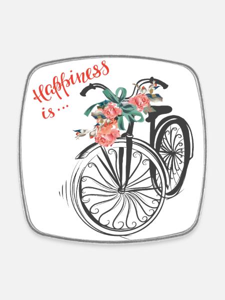 happiness is... - Viereckiger Kühlschrankmagnet - Weiß