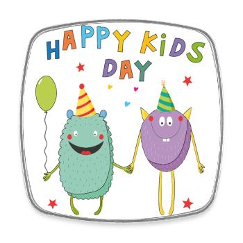 Happy Kids Day - Square fridge magnet - white - Front