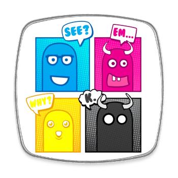 Little Monsters (Pop Art) 02 - Square fridge magnet - white - Front