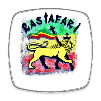 Rastafari - Goldener Rasta-Löwe - Viereckiger Kühlschrankmagnet - Weiß - Vorne