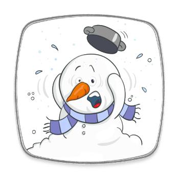 Snowsey, der kleine Schneemann, voll erschrocken. - Viereckiger Kühlschrankmagnet - Weiß - Vorne