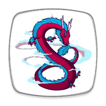 Dragon - Magnet carré - blanc - Devant