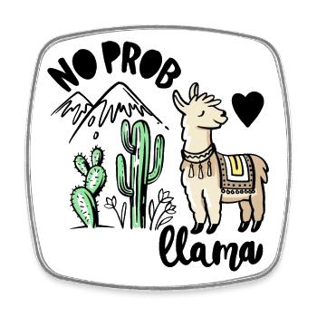 No Prob Llama - Viereckiger Kühlschrankmagnet - Weiß - Vorne
