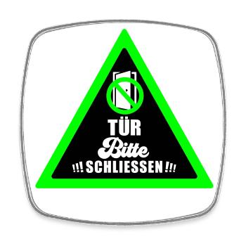 Tür schließen bitte | Farbe änderbar - Viereckiger Kühlschrankmagnet - Weiß - Vorne