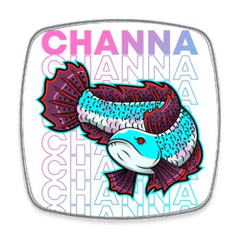 Channa 80's Style Snakehead Monster Fischhüter - Viereckiger Kühlschrankmagnet - Weiß - Vorne
