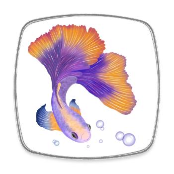 Fish. Elegant under water - Square fridge magnet - white - Front
