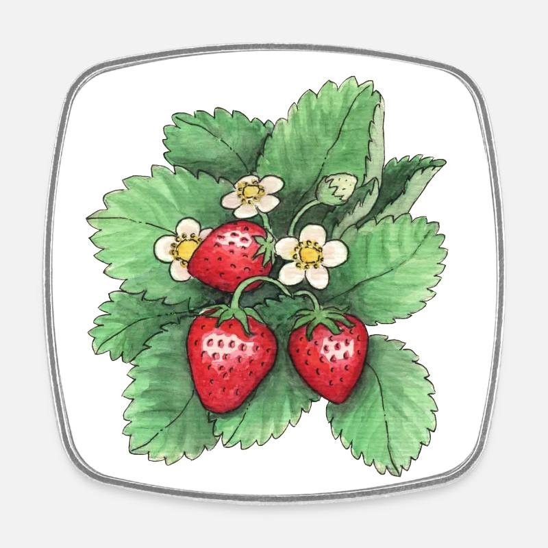 Erdbeeren - Viereckiger Kühlschrankmagnet - Weiß
