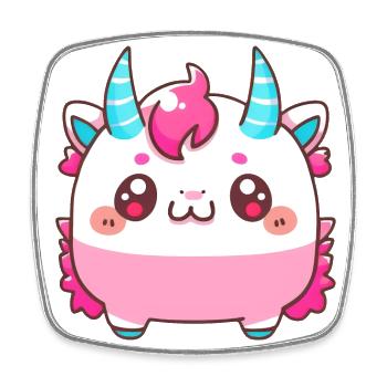 Cute Little Vampire Unicorn Monster Comic Style - Square fridge magnet - white - Front