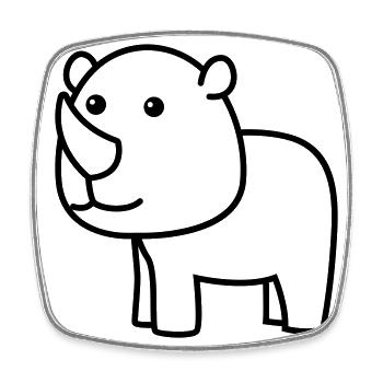 Rhinoceros Comic Animal - Square fridge magnet - white - Front