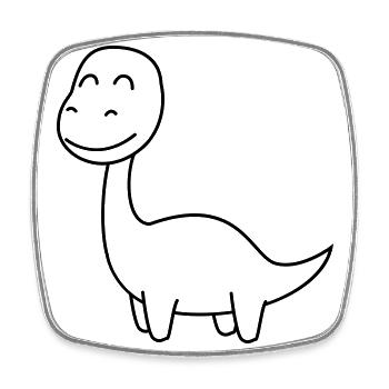 Dinosaur brontosaurus Comic - Square fridge magnet - white - Front