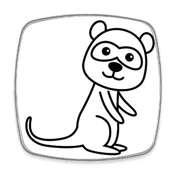 Suricate Comic Animal - Magnet carré - blanc - Devant