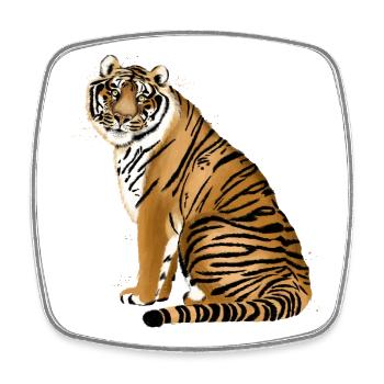 Tiger - Square fridge magnet - white - Front