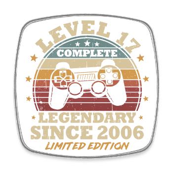 Level 17 Freigeschaltet 17 Jahre Geburtstag Gamer - Viereckiger Kühlschrankmagnet - Weiß - Vorne