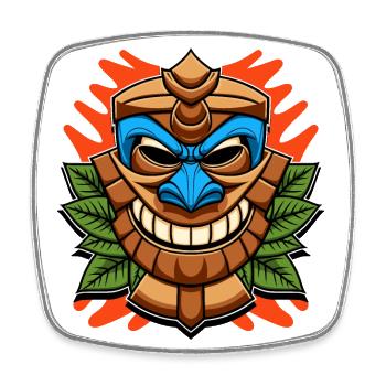 Tiki Statue - Magnet carré - blanc - Devant