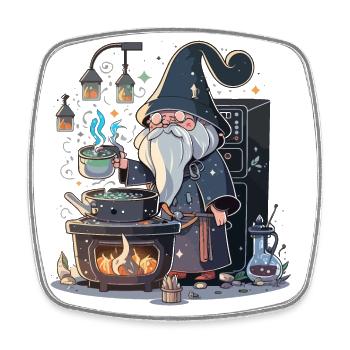 The Master Chef wizard - Square fridge magnet - white - Front