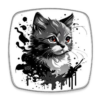 kleines Kätzchen, junge Katze - Viereckiger Kühlschrankmagnet - Weiß - Vorne