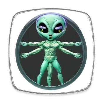 Alien de Vinci - Square fridge magnet - white - Front