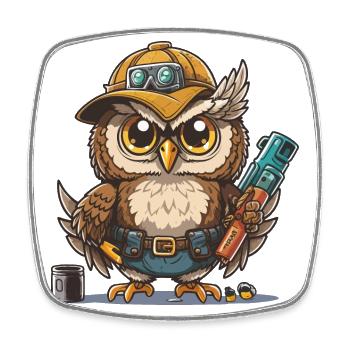 Owl Wood Works - Square fridge magnet - white - Front