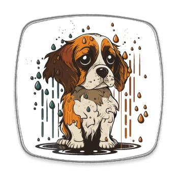 Rainy Day Pout - Square fridge magnet - white - Front