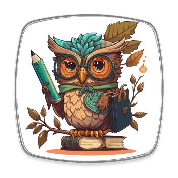 Owls Wisdom - Square fridge magnet - white - Front