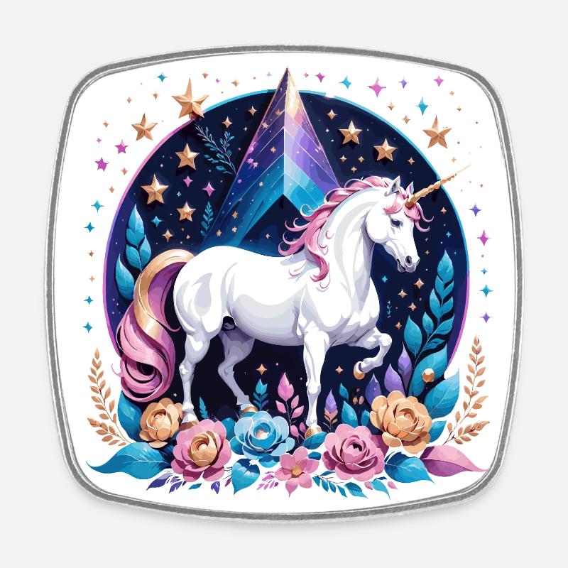 Unicorn - Square fridge magnet - white