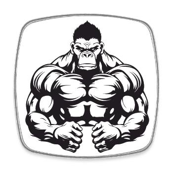 Gorilla Bodybuilding Gym Beast - Viereckiger Kühlschrankmagnet - Weiß - Vorne