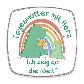 Tagesmutter mit Herz - Ich zeig dir die Welt - Viereckiger Kühlschrankmagnet - Weiß - Vorne