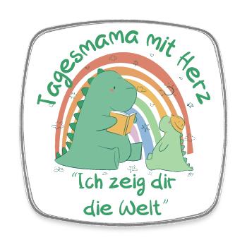 Tagesmama mit Herz - Ich zeig dir die Welt - Viereckiger Kühlschrankmagnet - Weiß - Vorne