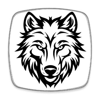 Tête de loup - Magnet carré - blanc - Devant