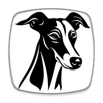 Greyhound Hund Kopf - Viereckiger Kühlschrankmagnet - Weiß - Vorne