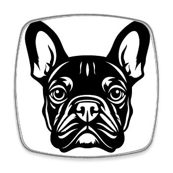 French Bulldog Dog Head - Square fridge magnet - white - Front