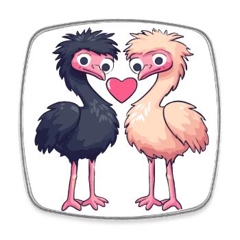 Autruche Couple Amour Couple Amoureux - Magnet carré - blanc - Devant