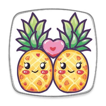 Ananas Paar Liebe Herz Lustig - Viereckiger Kühlschrankmagnet - Weiß - Vorne