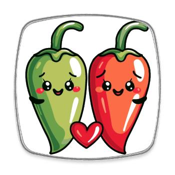 Chilli Paar Liebe Herz Lustig - Viereckiger Kühlschrankmagnet - Weiß - Vorne