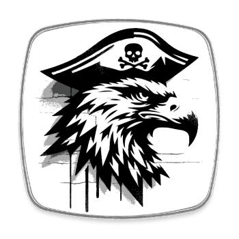 Tête d’aigle pirate boucanier graffiti street art - Magnet carré - blanc - Devant